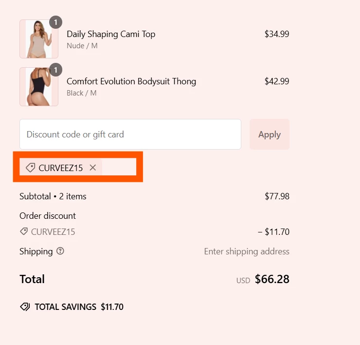 CURVEEZ verified Coupon code CURVEEZ15